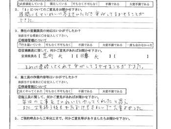 東京都練馬区で屋根･外壁･台所改修をされたI様の声