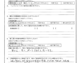 東京都豊島区で鉄部塗装･床下根太補強･洗面台交換をされたM様の声